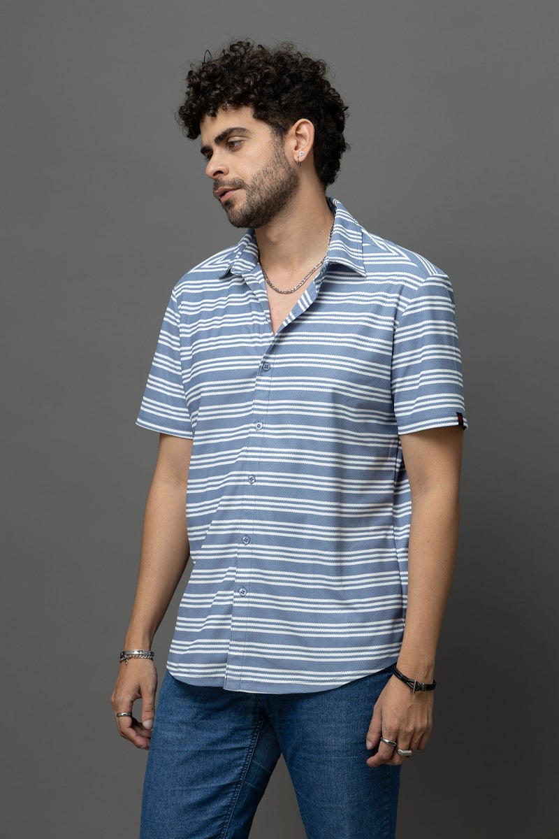 Go Devil Blue & White Striped Shirt for Men - Image 2